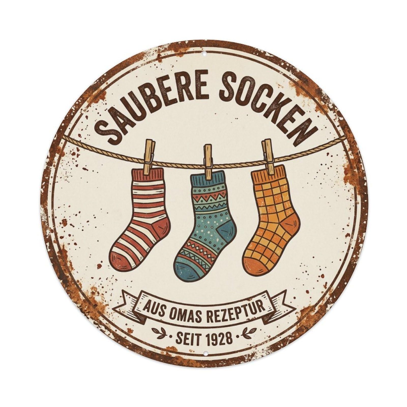 Cwbufd Vintage Style Clean Socks Washroom Basket Hanging Vintage Metal Tin Sign Plaque Wall Decor For Cafe, Club Bar, Office, Garden Metal Poster 8X8inch