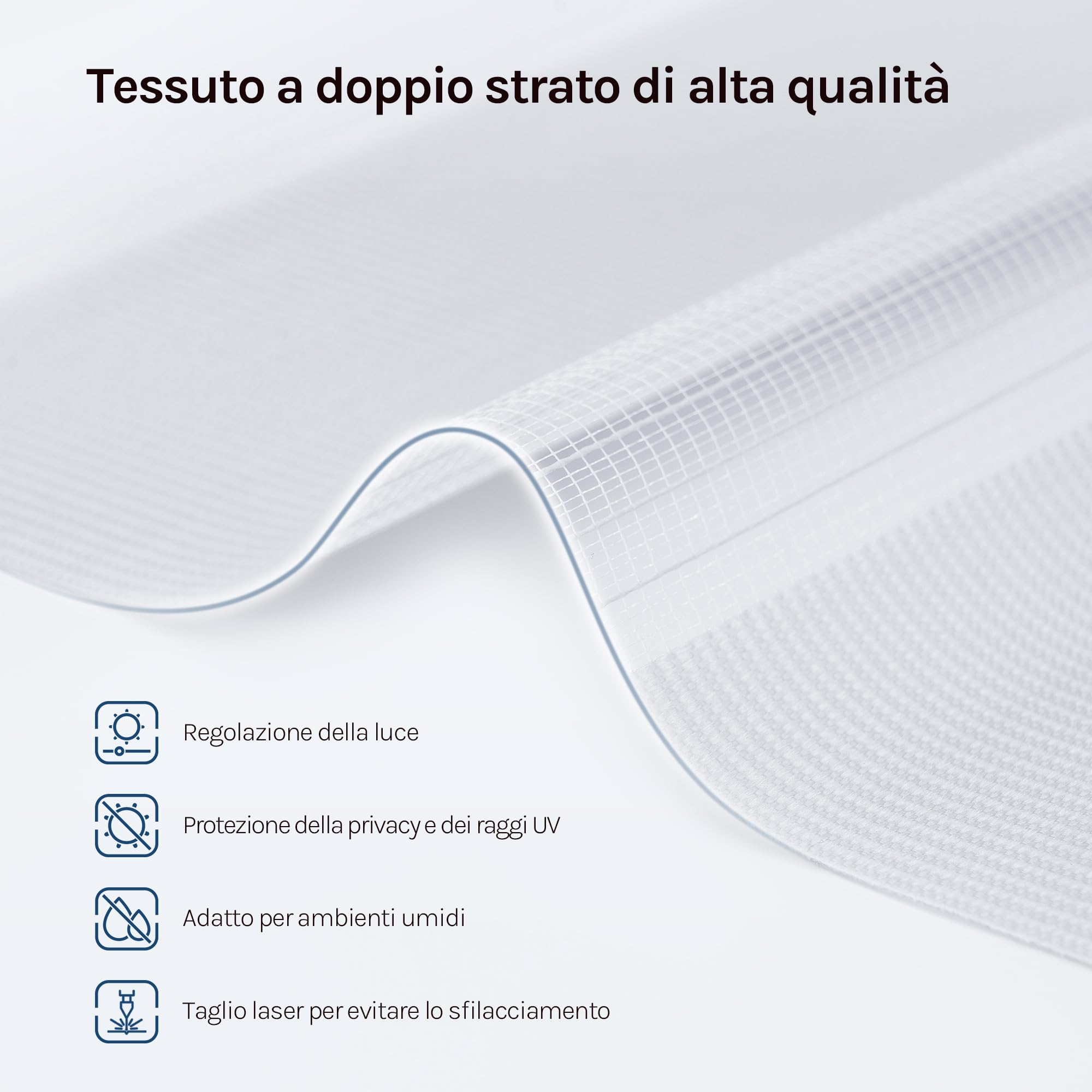WOLTU Tenda a Rullo Doppio Strato Giorno e Notte, Oscurante, 75x220 cm, Bianco