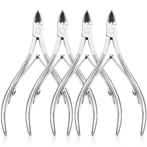 Mudder 4 paquetes de cortadoras de cutículas de acero inoxidable mejoradas para quitar cutículas, kit con tijeras de hoja puntiaguda, ahorro de mano