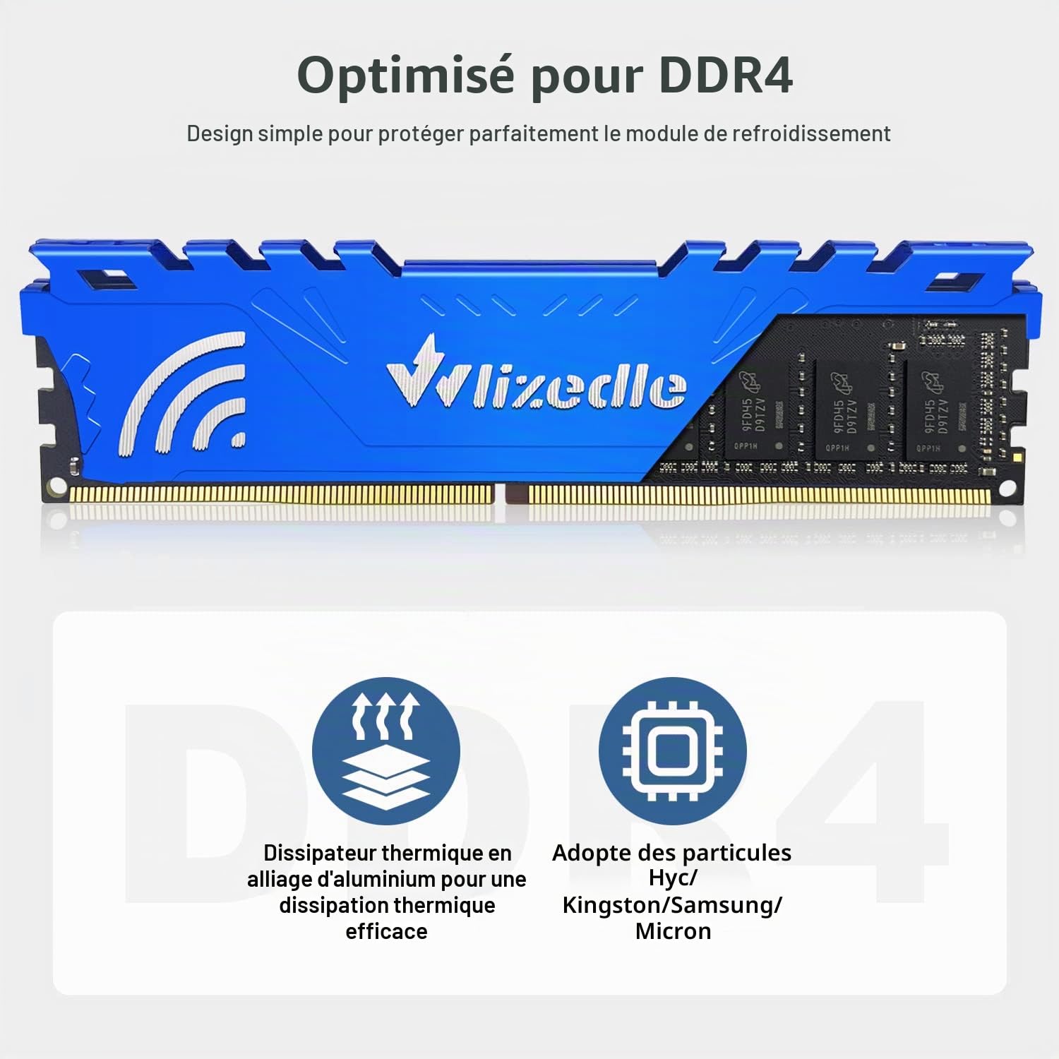 DDR4 2666MHz Mémoire RAM 16Go Kit (2x8Go) CL19 UDIMM Module de Mémoire PC4-21300 288-Pin 1,2V pour Ordinateur de Bureau, Bleu