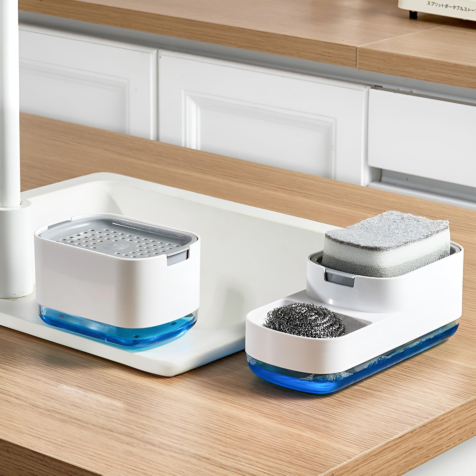 Kitty Soap Dispenser Bottle Automatic Liquid Soap Dispenser Kitchen Bath Accessories Sponge Brush Storage Box Manual Soap Dispenser