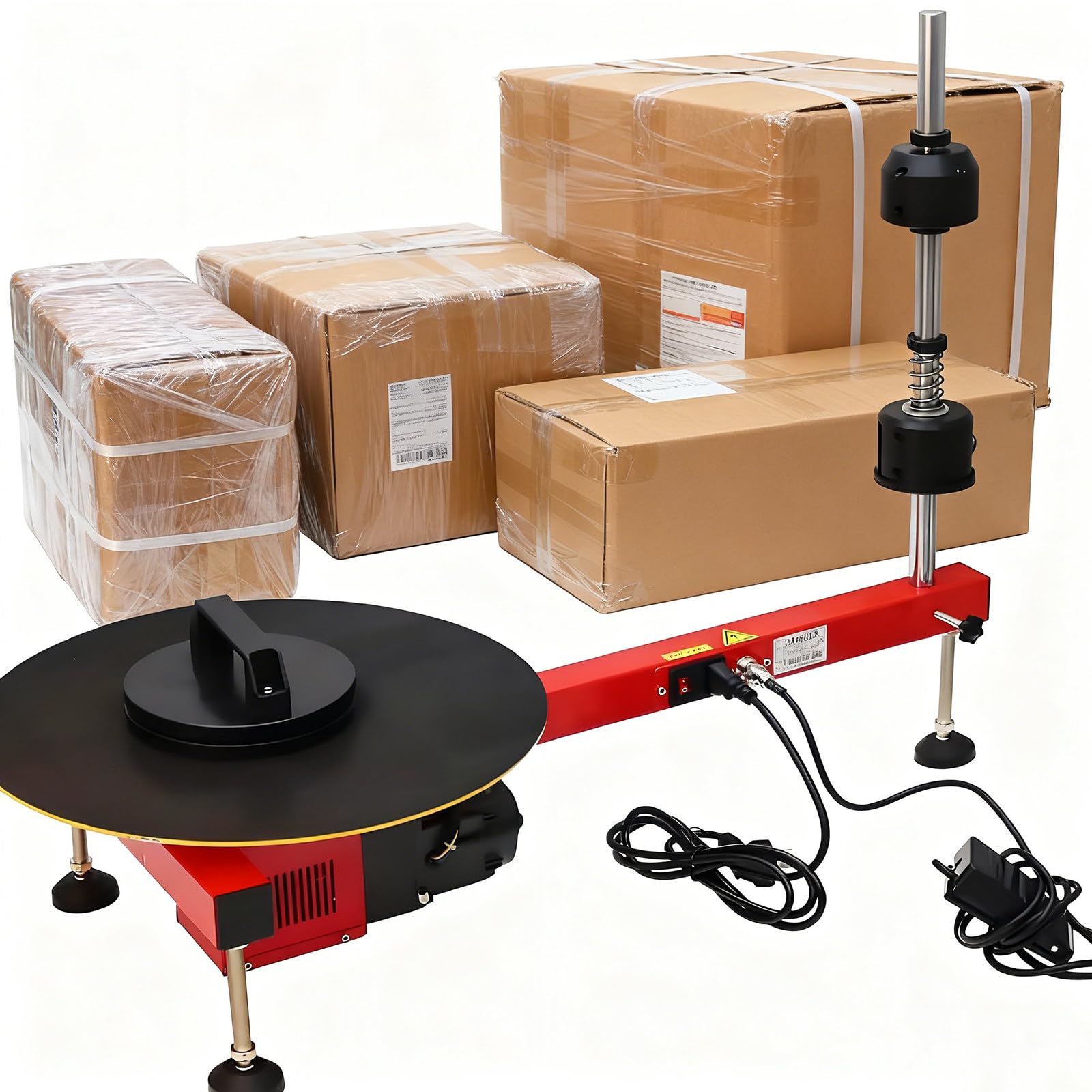 Machine d'emballage électrique à film plat, distributeur film étirable, machine d'emballage, distributeurs électriques table pour film étirable sur palettes, diamètre plateau tournant : 40 cm