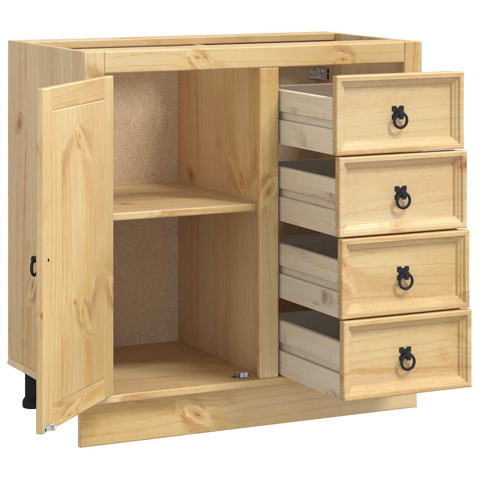 vidaXL Schrank SKI Honigbraun 80 x 46 x 81 cm Massives Kiefernholz, Wohnzimmer, rechteckiger Schrank, Moderne Aufbewahrung, Kiefernholz-Design, praktischer Buffet, schicker Essensorganizer