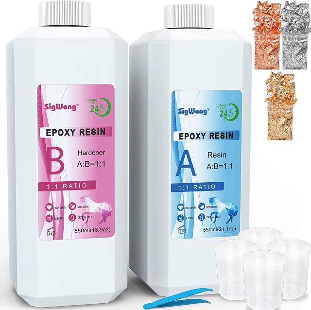 Epoxy Resin Crystal Clear Coating Kit 1135g/1100ml  2 Part Casting Resin 1:1 Ratio For Art, Craft, Jewelry Making, River Tables