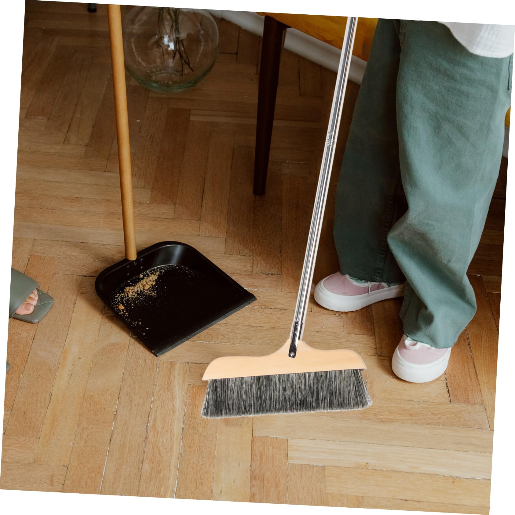 BESTYASH Wooden Broom with Soft Bristle Durable Hardwood Floor Sweeper for Home Cleaning Ergonomic Design Static Easy Assembly for Bedroom Kitchen and Bathroom