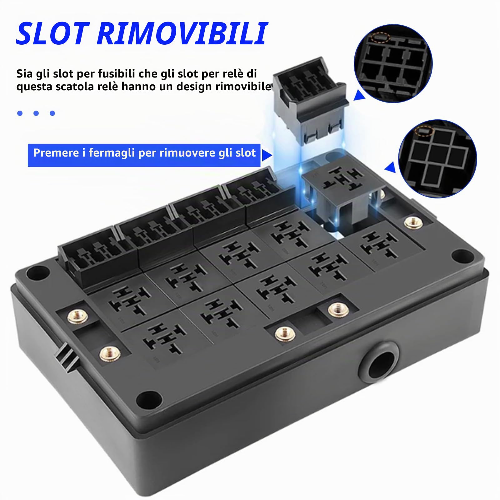 Scatola Relè Fusibili 12 V, 10 Relè 15 ATC ATO Universale Impermeabile Kit