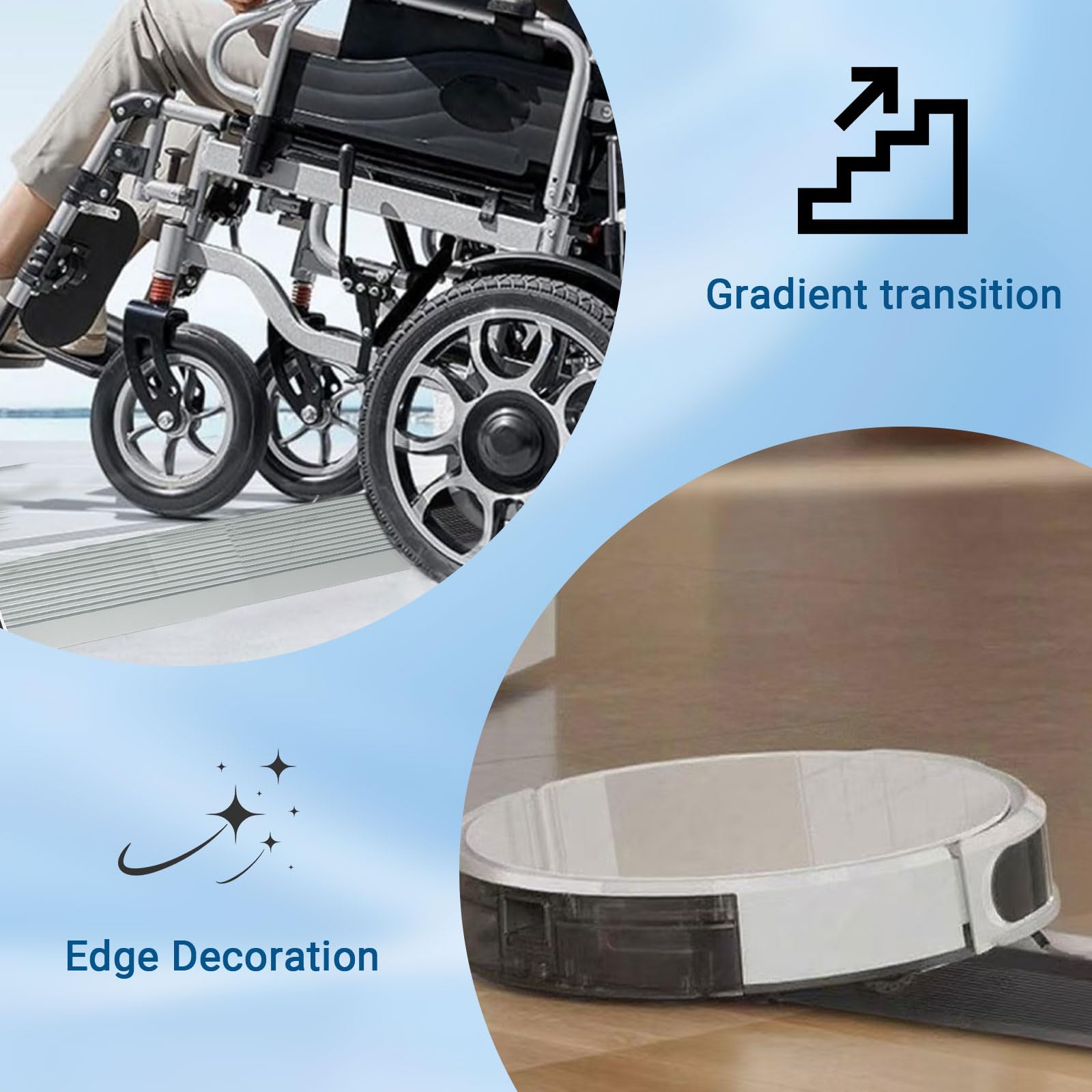 Strisce di transizione a pavimento in alluminio, profilo di transizione per compensazione dell'altezza 5-12 mm, rammenda per soglia della porta, laminato, piastrelle, pavimenti in legno, 0,9 m x 43 mm