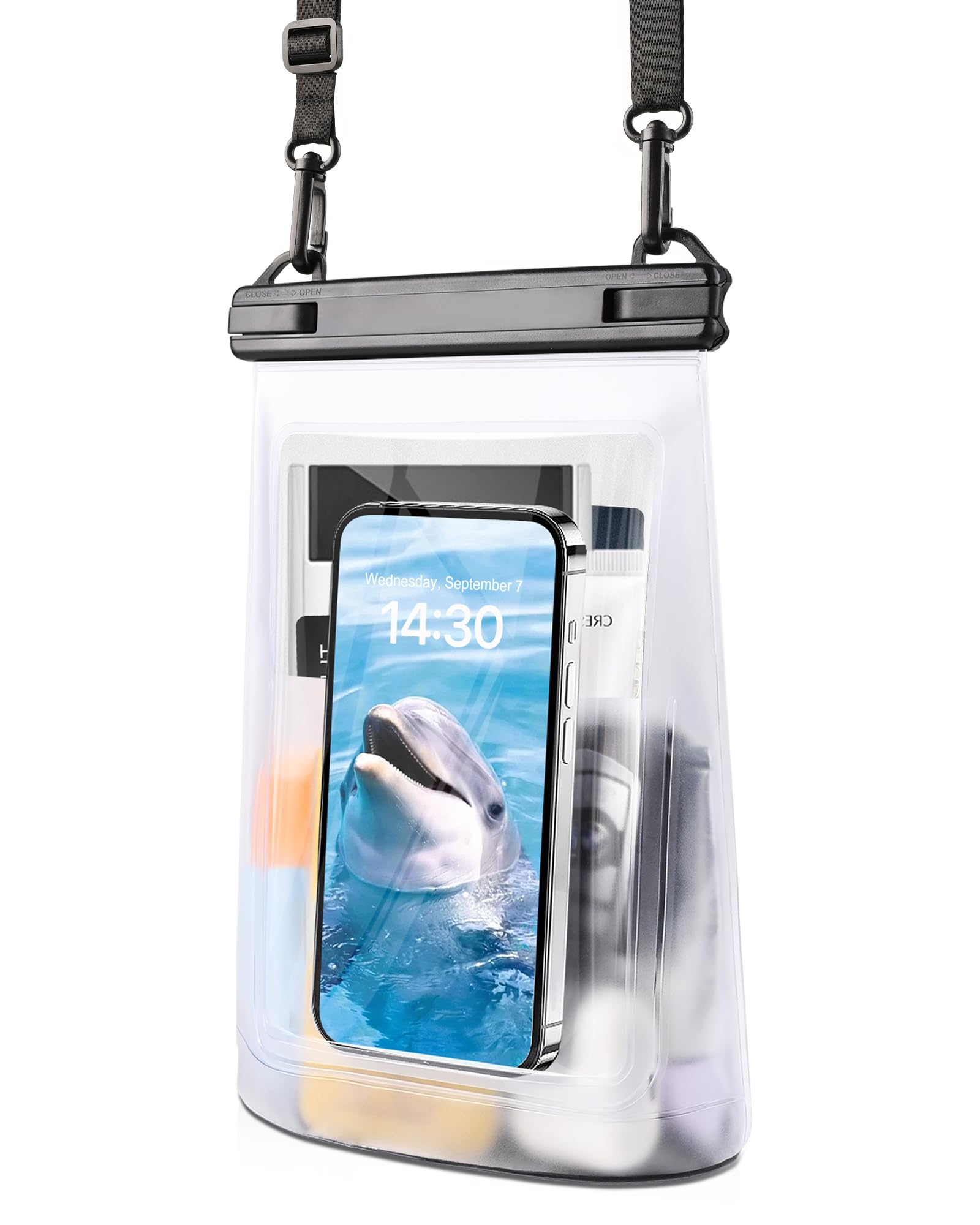Waterproof Phone Pouch for iPhone 16 15 14 11 Pro Max & Galaxy S24 S21 - Floating Large Capacity Dry Bag Stores Sunscreen, Sunglasses - Oversized