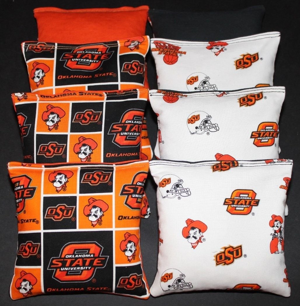 8 Cornhole BEANBAGS Made w Oklahoma State OSU Cowboys Fabric