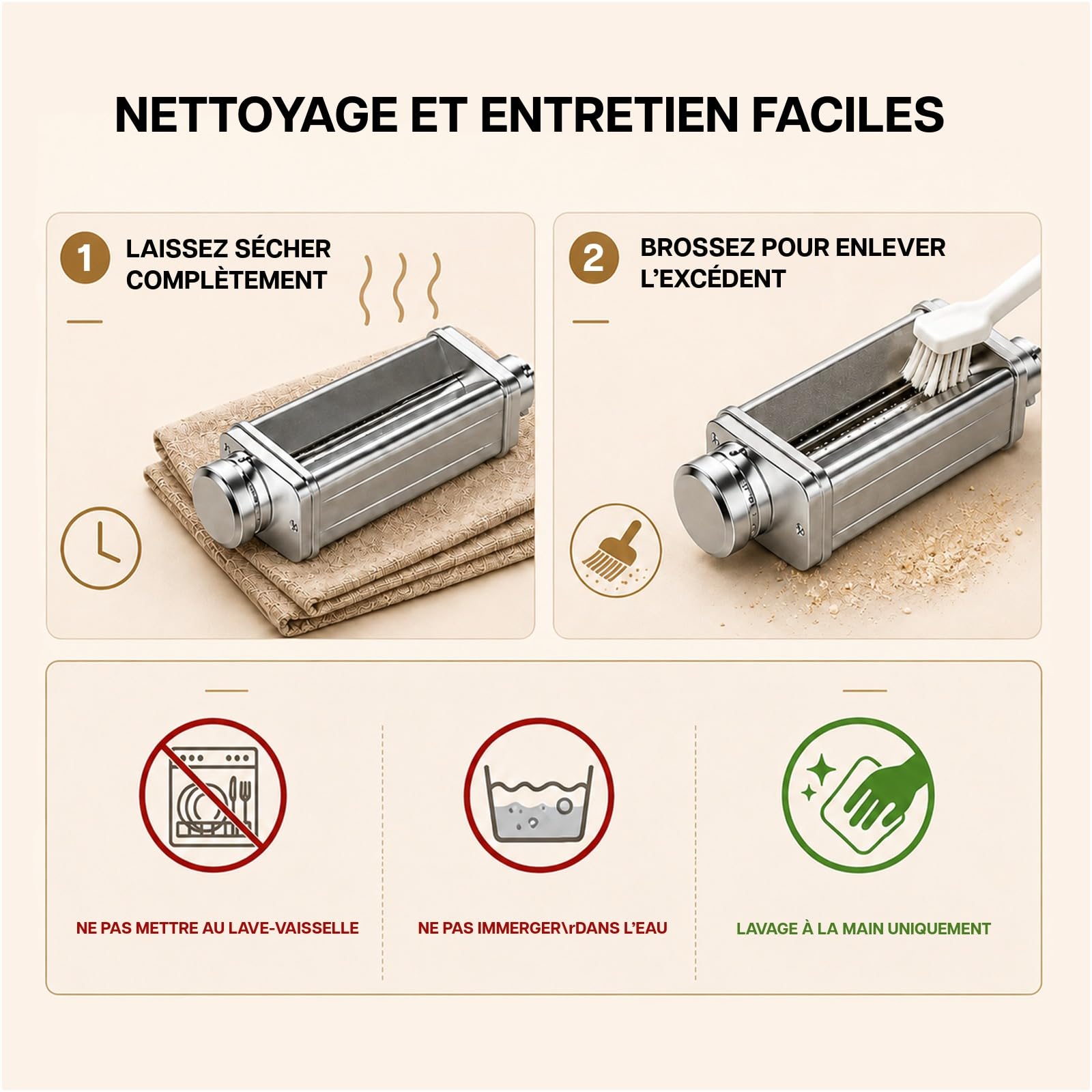 Accessoire à Pâtes pour Kenwood 3 pcs – Pour Robots Pâtissiers, Rouleau à Pâtes, Coupe-Spaghetti & Coupe-Fettuccine – Accessoires en Acier Inoxydable Avec Adaptateur Inclus par MMOBIEL