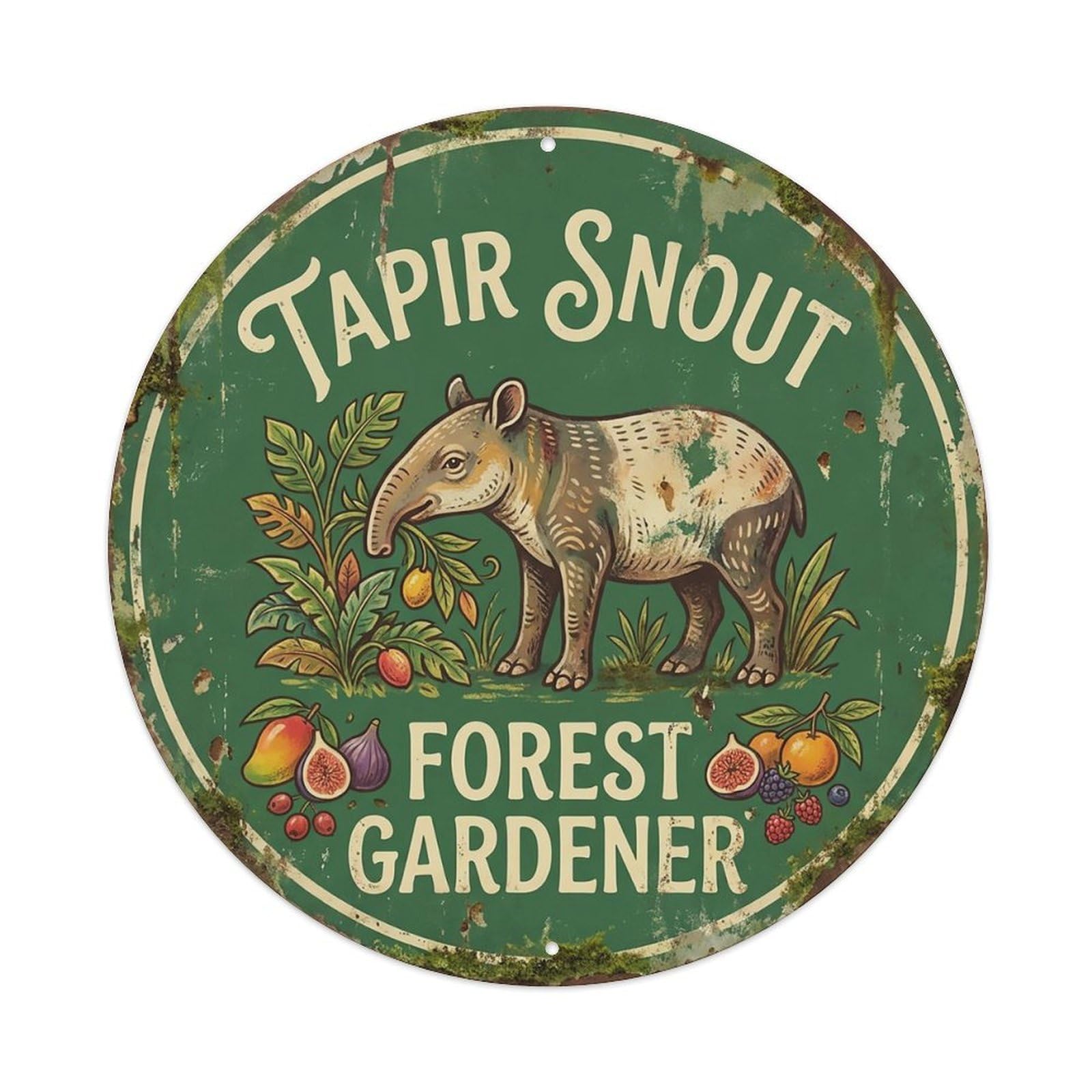 Cxhjca 8X8inch(20X20cm) Tapir Snout Forest Gardener Metal Tin Sign