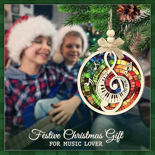 Miniatura 4 de Adornos de Navidad con notas musicales, diseño de piano de clave aguda, adorno de Navidad para amantes de la música, profesores, clubes, bandas,