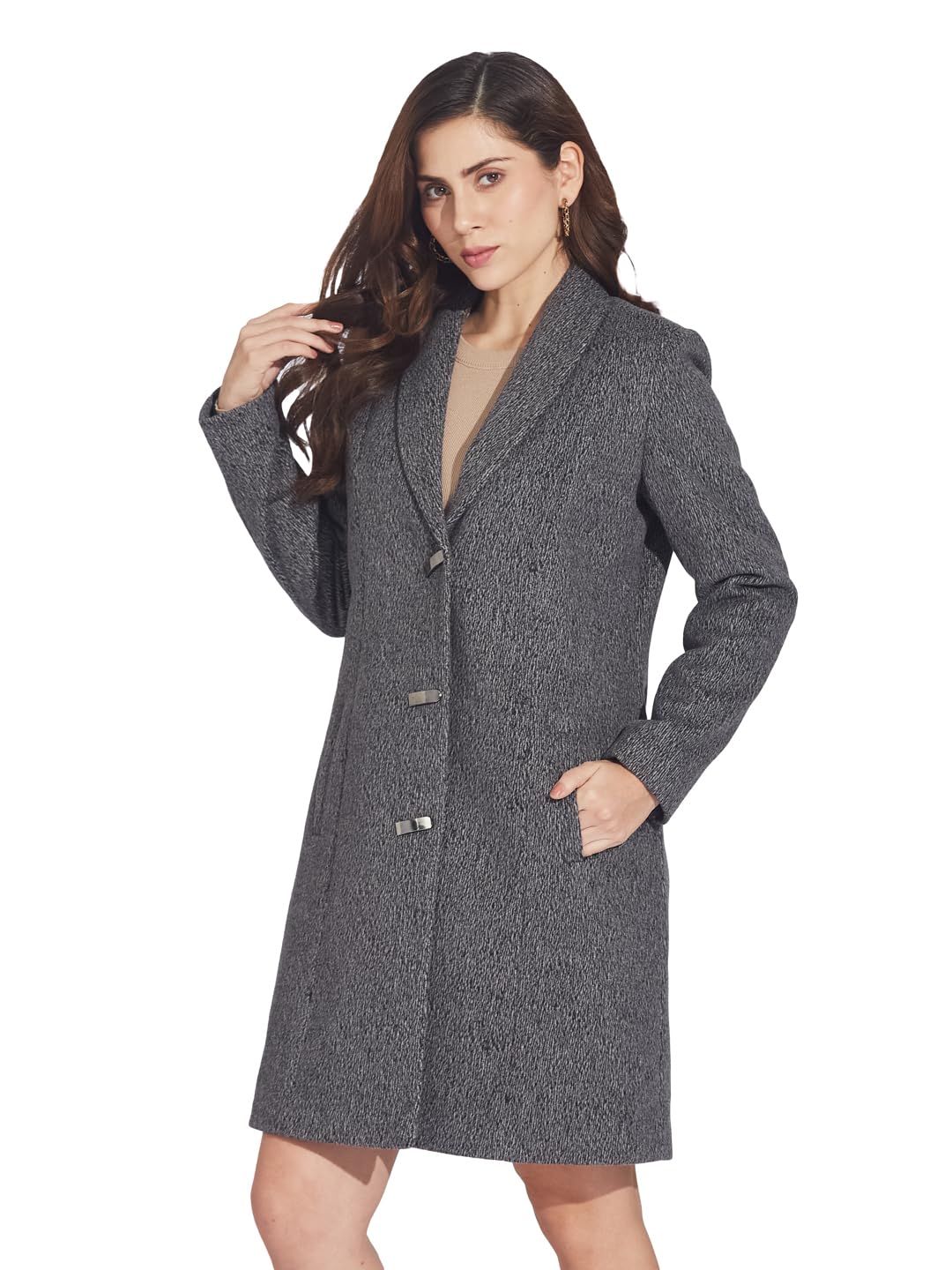 latin quarters Women Black Full Sleeve Solid Classic Fit Over Coat-picture-30