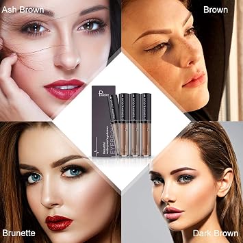 Waterproof Eyebrow Gel - Brunette Brown Tinted Mascara Makeup for Natural-Looking Brows, Long-Lasting Smudge-Proof Formula with Brow Shaper and Mascara Primer Brush Wand Kit