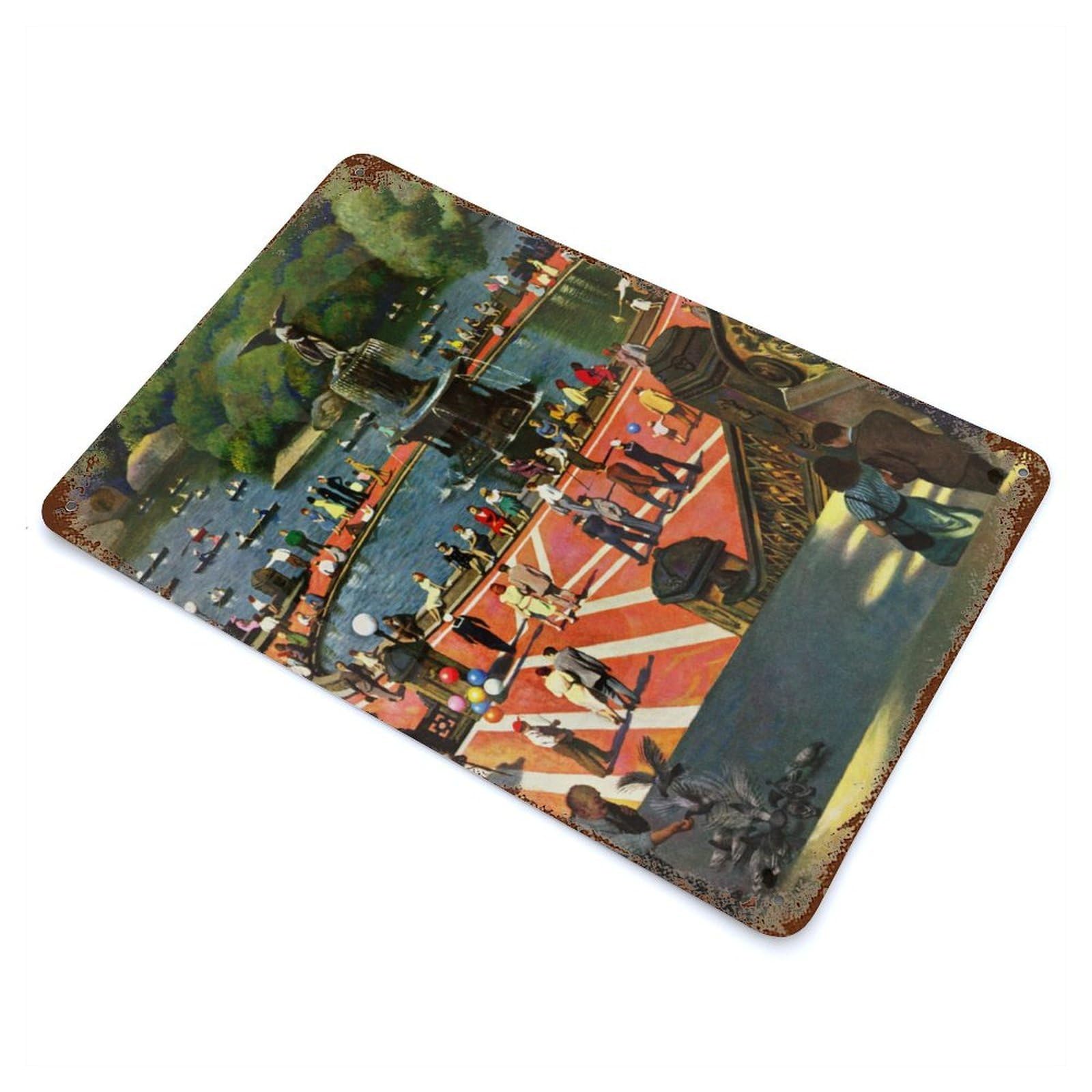 Fontain Aged Metal Wall Plaque 11.8"x7.9", Decorative Metal Wall Art for Garage, Pub Or Kitchen