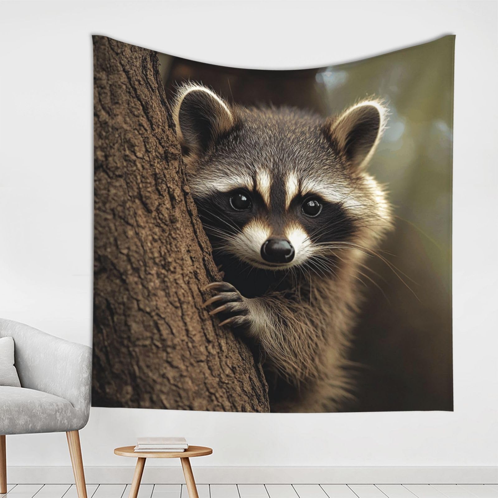 Xopekvlawm Raccoon Tapestry Wall Hanging For Bedroom Aesthetic Wall Mural Tapestries 150X150 Cm Art Backdrop Tapestries Landscape Poster Tapestry For Living Room Dorm Office Home Decor