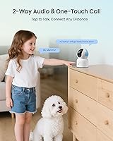 Vista 4 de Cámara de seguridad para interiores 4K, cámara de vigilancia PTZ de 360° con tarjeta SD de 64 GB, detección de llanto humano AI/mascota/bebé, WiFi