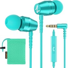 LUDOS OMNITONE Wired Earbuds in-Ear Headphones, Earphones with Microphone, 3.5 mm Jack Corded Ear Buds, Videoconference for iPhone, Samsung, Laptop, Kids, School Students - Turquoise