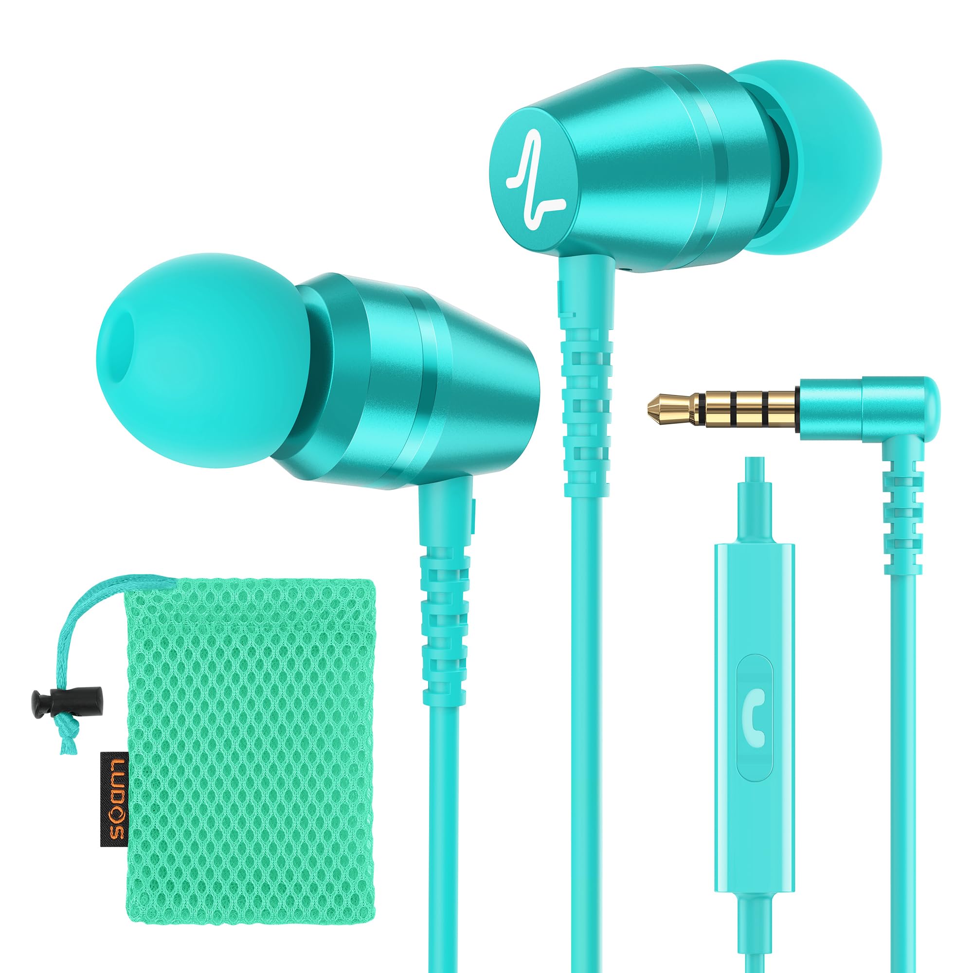 LUDOS OMNITONE Wired Earbuds in-Ear Headphones, 5 Year Warranty, Earphones with Microphone, 3.5 mm Jack Corded Ear Buds, Videoconference for iPhone,