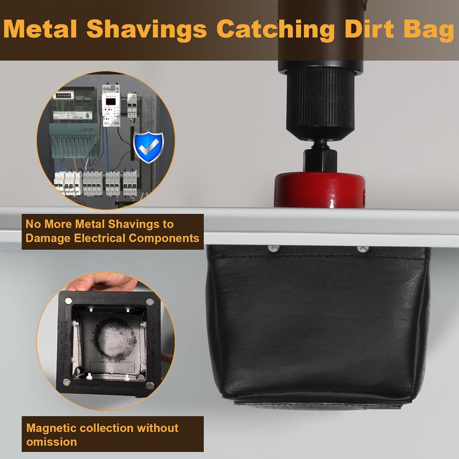 Magnetic Metal Shaving Catcher Dirt Bag, Magnetic Drill Shaving Catcher, Electrical Safety Drill Catcher Dirt Bag for Metal Shavings on Electrical Panels