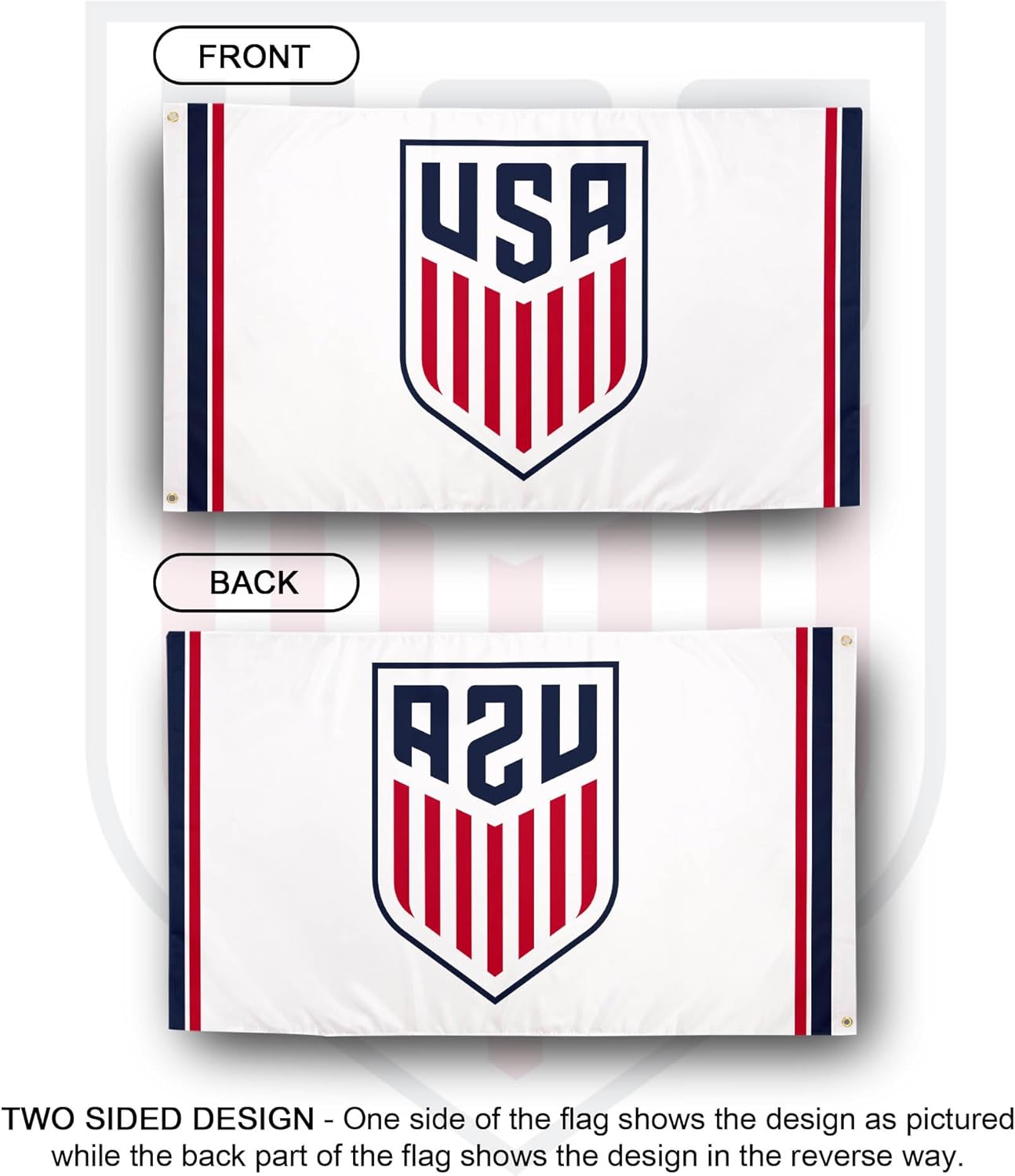 Desert Cactus US Soccer Flag USMNT United States Men's National Team 100% Polyester Indoor Outdoor 3x5 feet Officially Licensed Gear (White, USA Soccer - J)