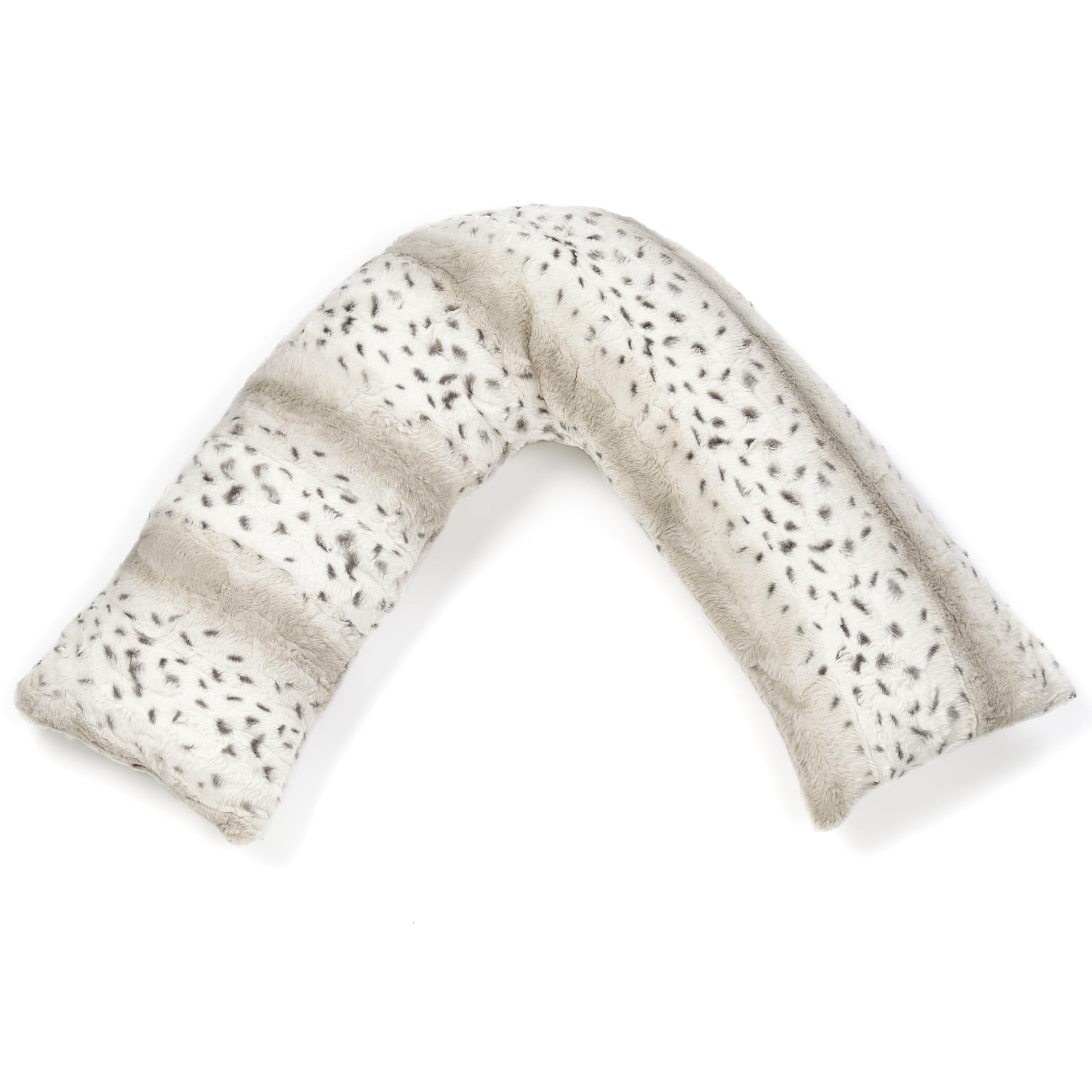 Downland Huggleland V Shaped Pillow, Orthopaedic Support for Neck, Back & Shoulders, Soft Teddy Fleece V Shape Triangle Cushion, Hollowfibre Filled Maternity, Pregnancy V Pillow 80x80cm (Snow Leopard)