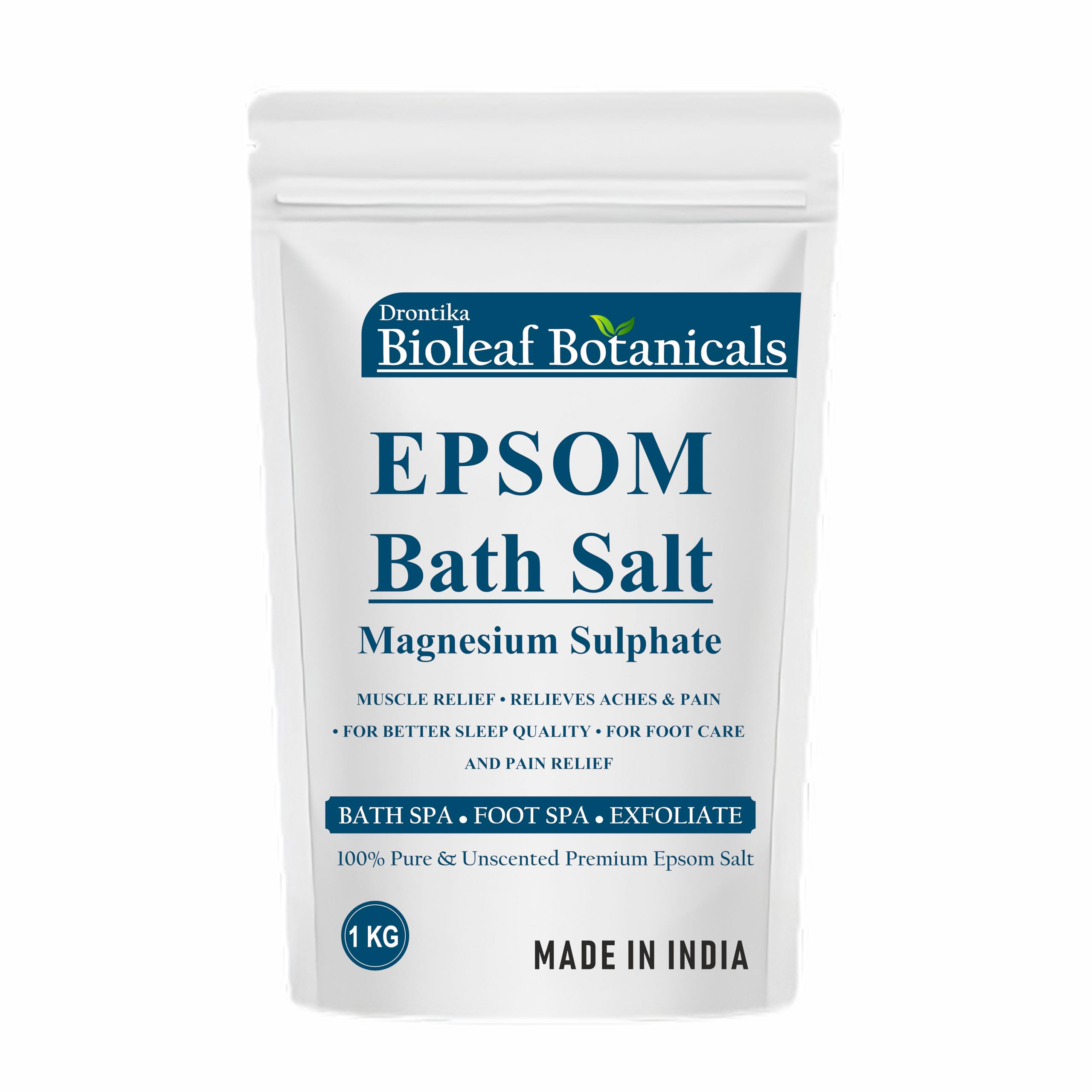 Bio Leaf Botanicals Epsom Bath Salt – Pure Magnesium Sulphate Crystals for Soothing Muscle Relief, Relaxation & Detox – Natural Spa Soak, Pain Relief, Stress Relief – 1 kg.-image-25