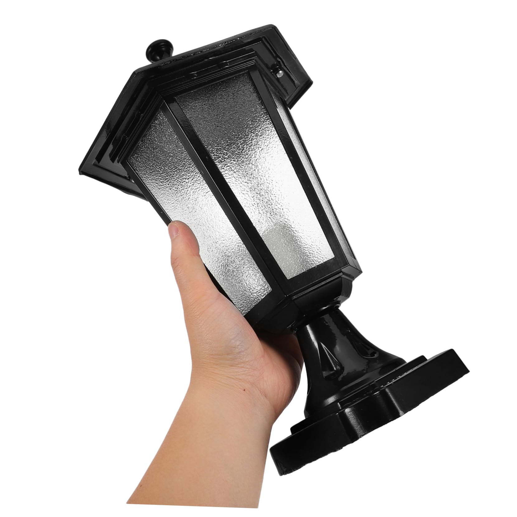Lampada a Colonna Esterna in Vetro e Metallo, Decorazione Per Cortile e Giardino, Design Europeo a Sei Lati Compatto Per Pilastri e Cancelli, Luce Brillante Per Sicurezza Esterna