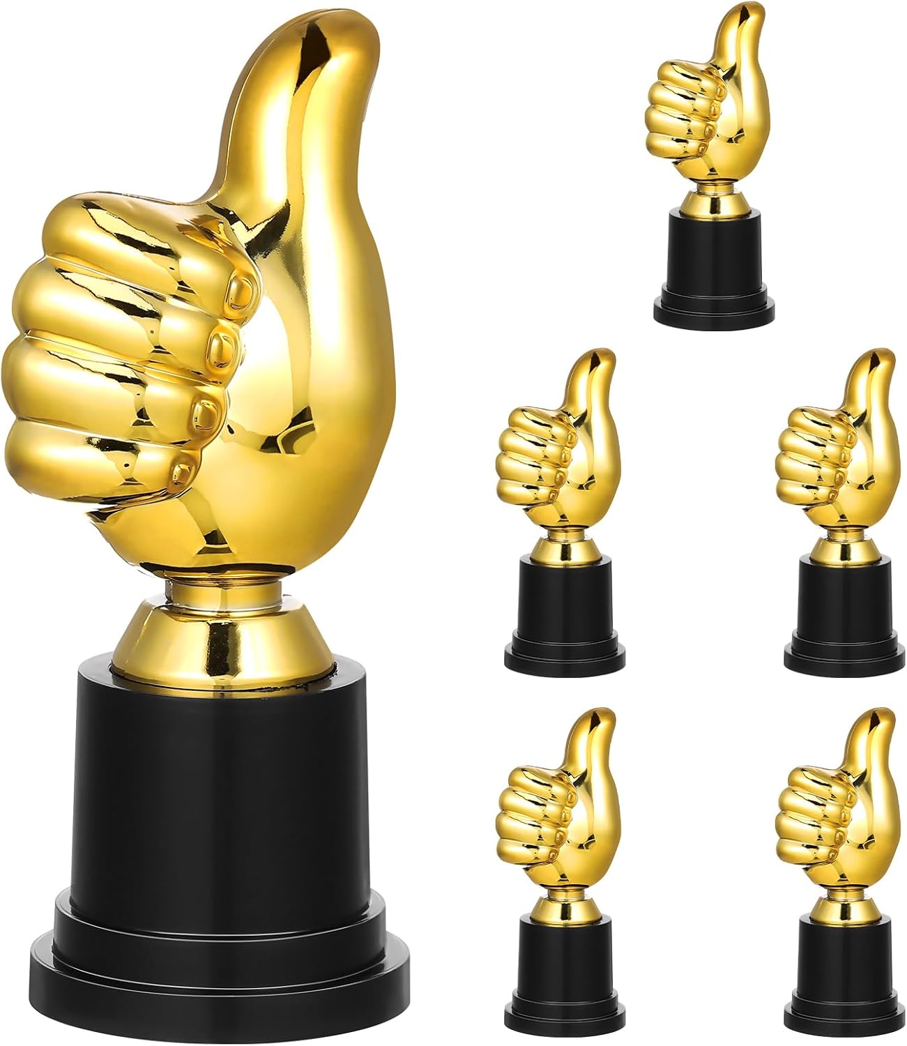 NUOBESTY Thumbs up Award Trophy: 6pcs Gold Trophy Cup 5 Inch Plastic Mini Trophies for Awards for Sports Reward Party Favors