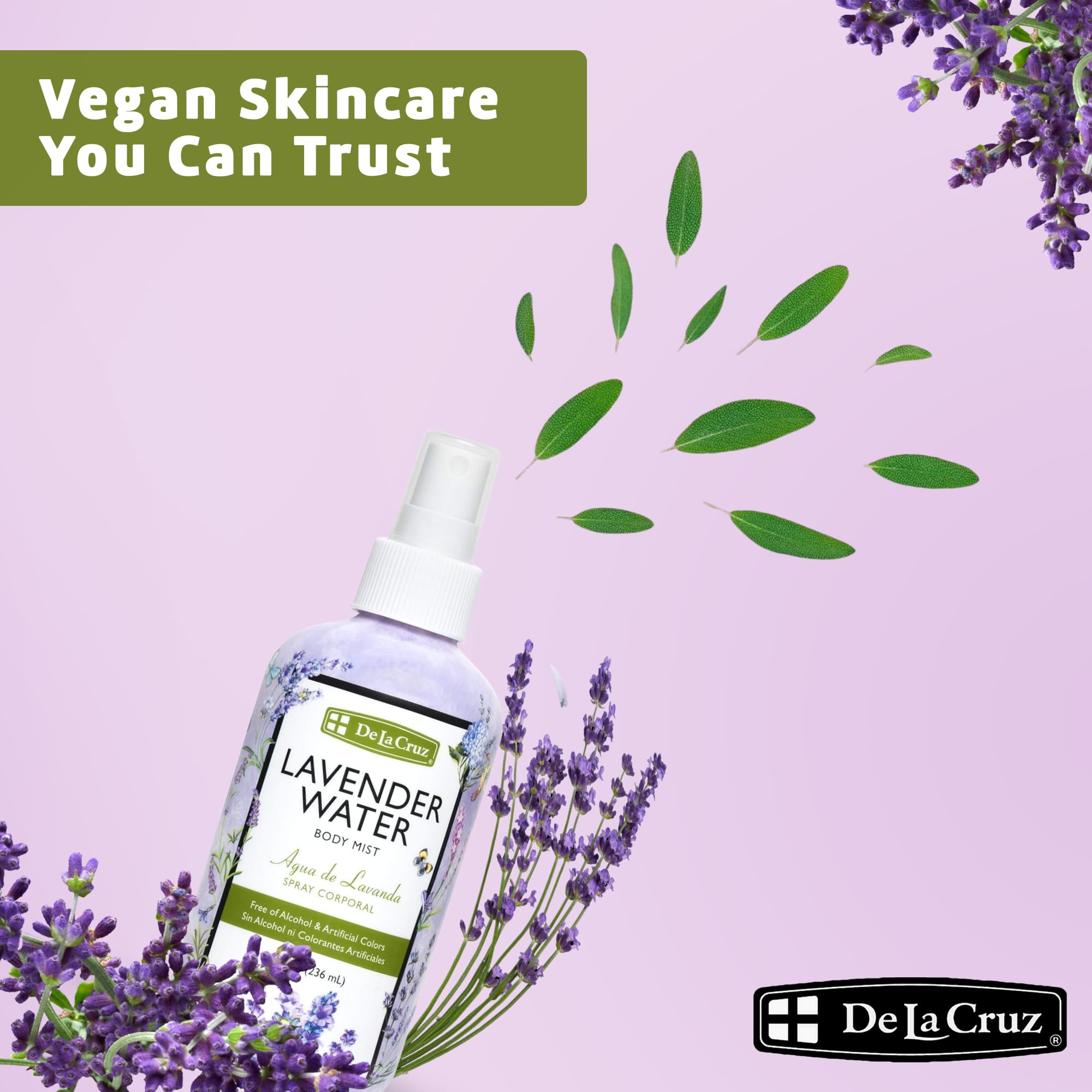 Lavender Water Body Mist - Spray de lavanda con aceite esencial de lavanda puro, 8 onzas líquidas (8.0 fl oz) 7