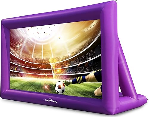 Pantalla de proyector inflable de 33 pies para ver películas de TV en exteriores e interiores, pantalla enorme, soplador, amarres, estacas, bolsas
