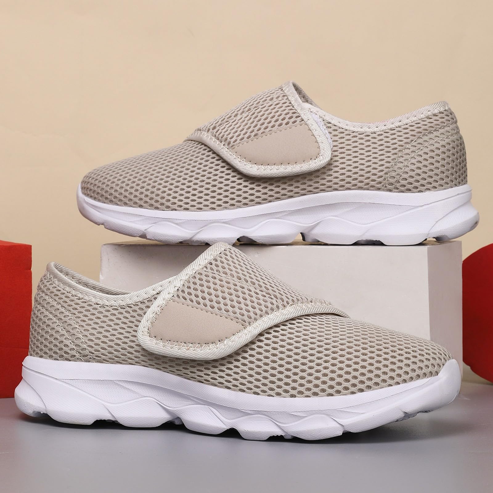 Generico Scarpe Sportive da Donna Casual estive con Chiusura a Strappo pianta Larga Tomaia in Mesh Slip on comode per Camminata Quotidiana e Tempo Libero