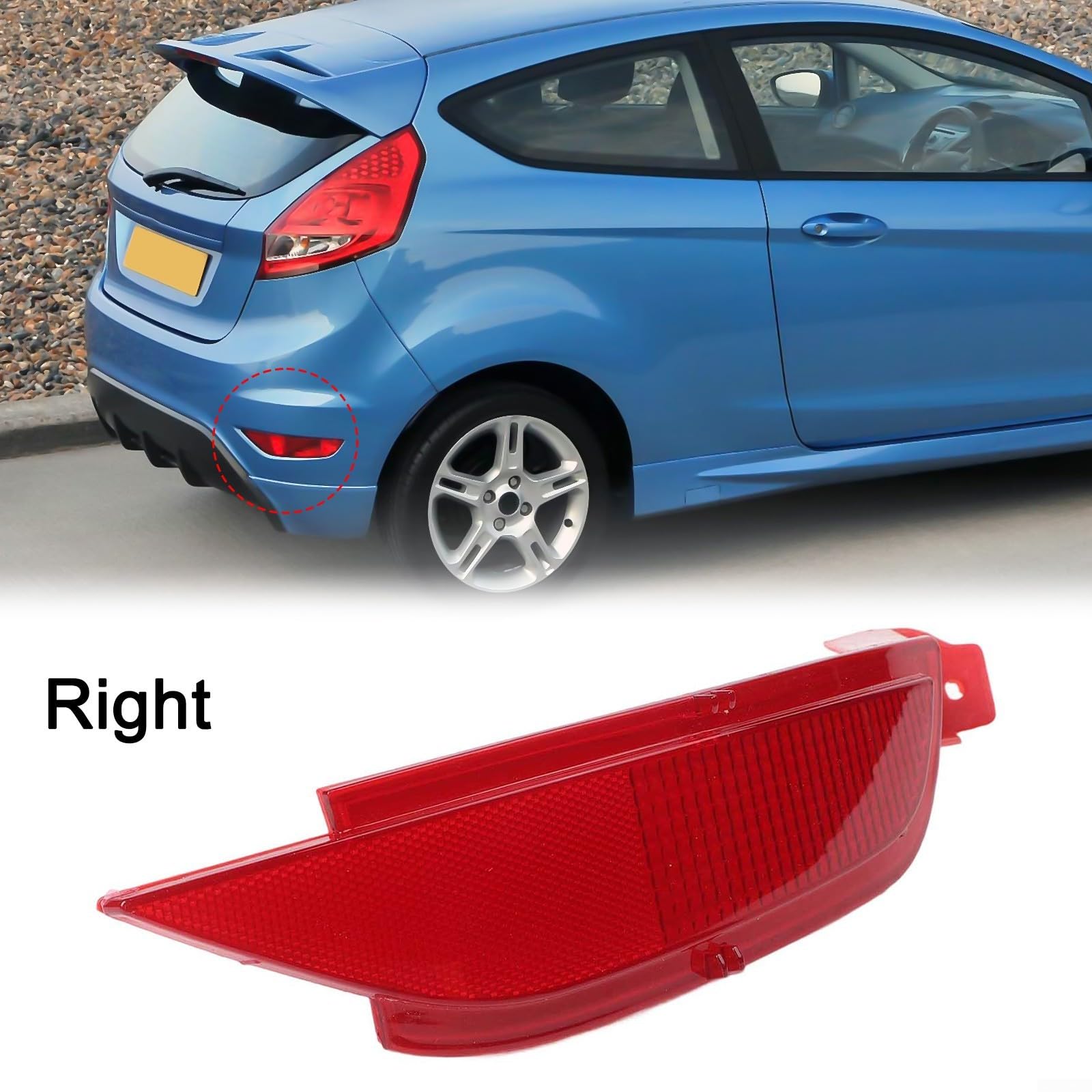 Riflettore per Fendinebbia Posteriore Destro per Ford Fiesta 2009 2015, Alta Durata, OEM 1 552 730