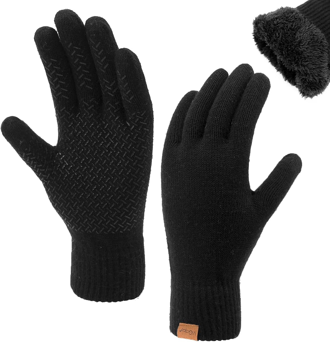 Guantes de invierno gruesos con pantalla táctil para hombres y mujeres con 3 dedos, guantes térmicos antideslizantes con forro cálido