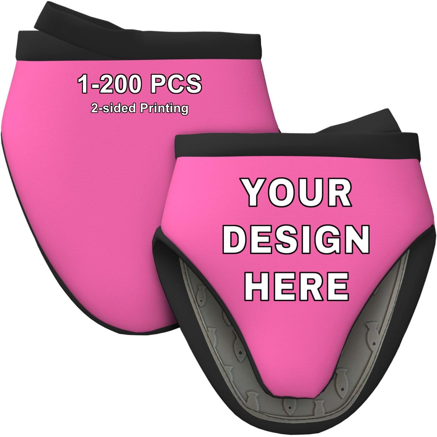 Customized Oven Mitts Mini Kitchen Mittens Custom Picture Text Short Hot Pad Gloves with Hanging Loops Non-Slip Silicone Personalized Cooking Baking Gifts for Mom Dad, 1-200 PCS Hot-Pink
