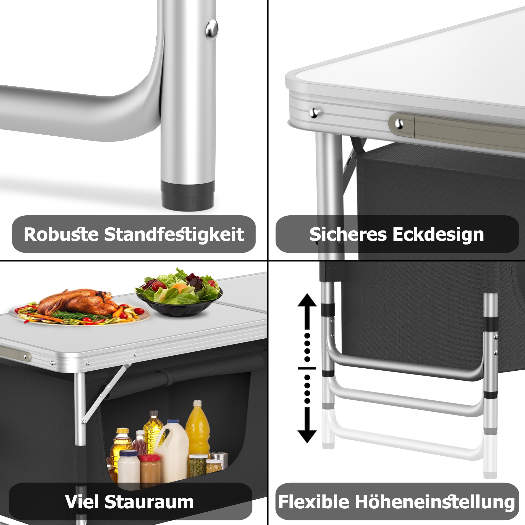 YRHome Campingküche Outdoor Camping Küche Campingschrank Reiseküche mit Aluminiumgestell Tragetasche Küchenbox Faltschrank Zeltschrank Stoffschrank faltbar Windschutz Modelle wählbar