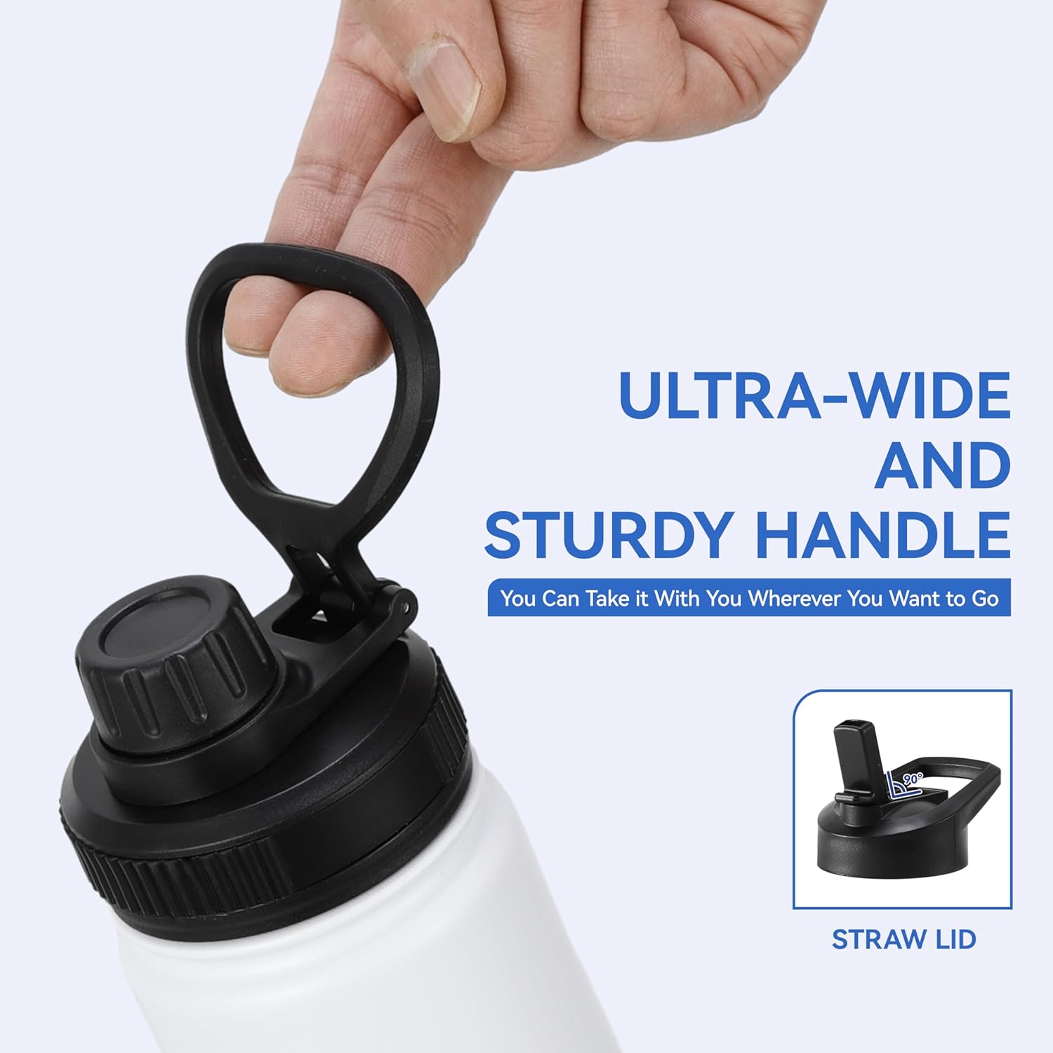 DOMICARE 16 oz Kids Water Bottle for School Stainless Steel Double Wall Vacuum Insulated Water Bottle with Straw lids & Spout Lid, Leakproof BPA Free (White,1) - Image 3