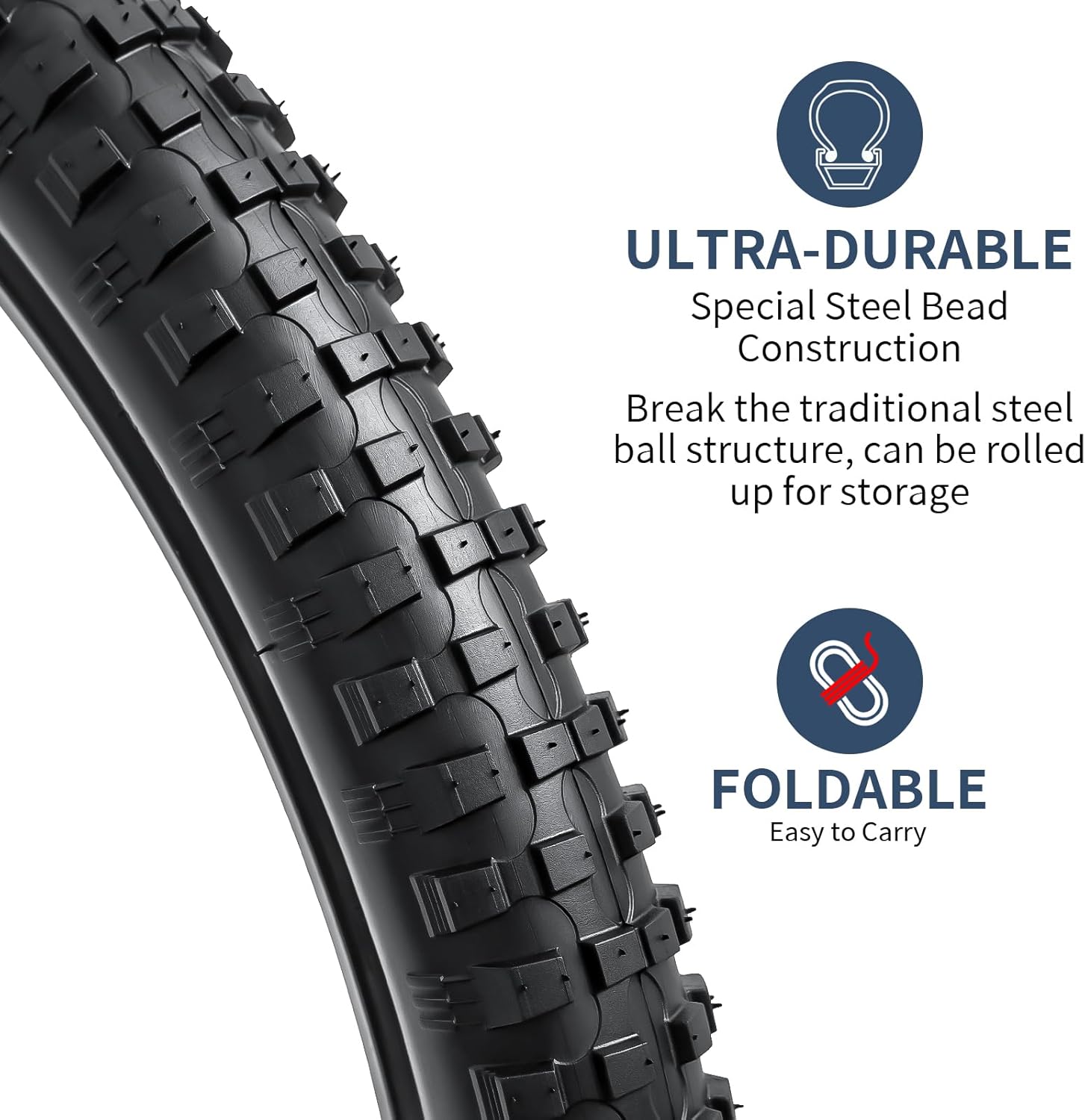 YUNSCM 2-PCS 26" Mountain Bike Tires 26x2.30 56-559 Compatible with Off Road Bike 26x2.30 26x2.35 Bicycle Tires(Y-698)