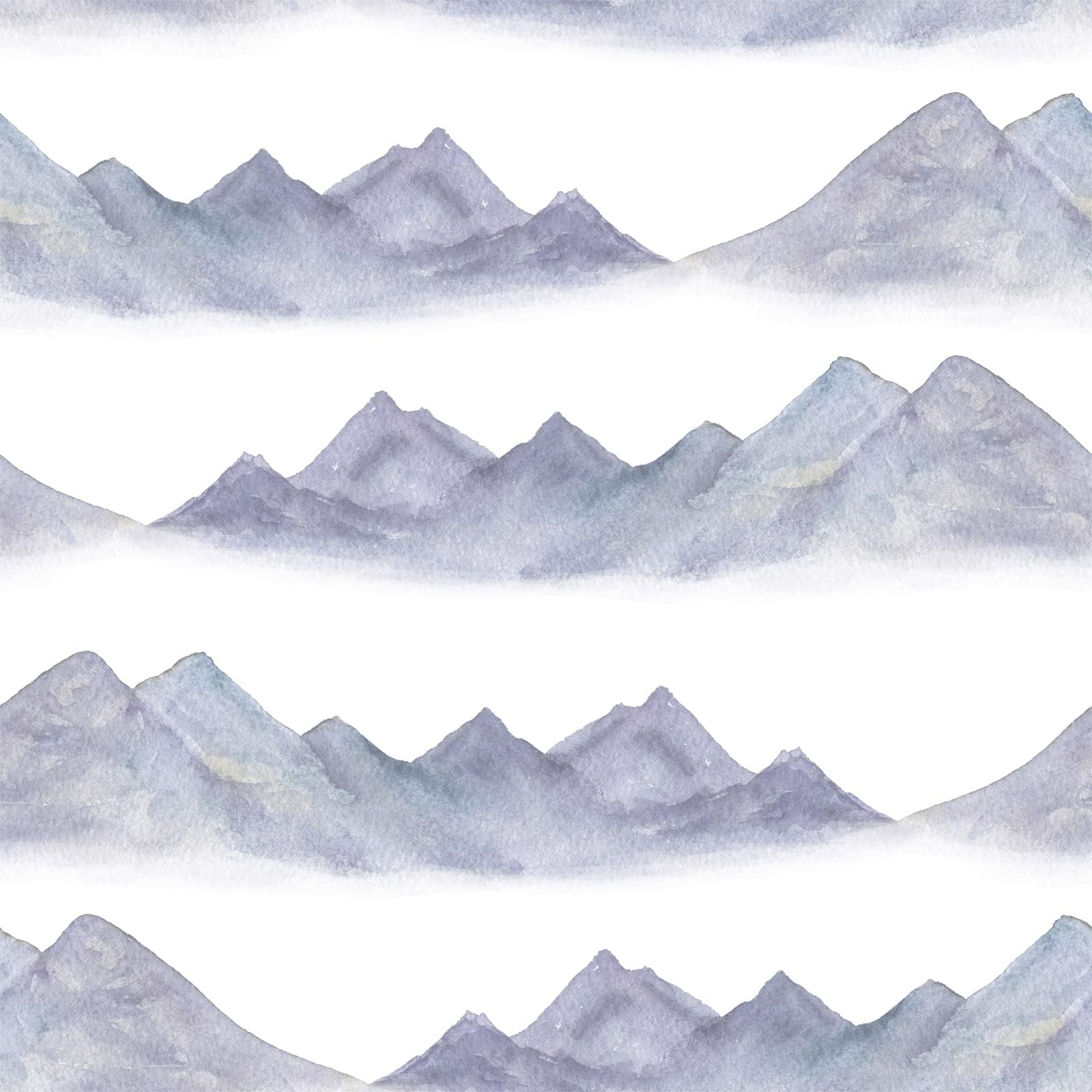 Watercolor Mountain Wallpaper Mural Art Calm Peel and Stick Wallpaper for Bedroom Kids Boys 17.5in X 10ft Stick On Wall Paper Roll Removable Contact Paper for Walls Cabinets Locker Dorm