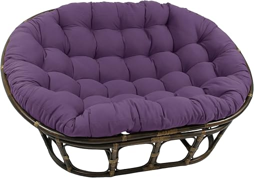 Blazing Needles Solid Twill Double Papasan Chair Cushion, 48" x 6" x 65", Grape