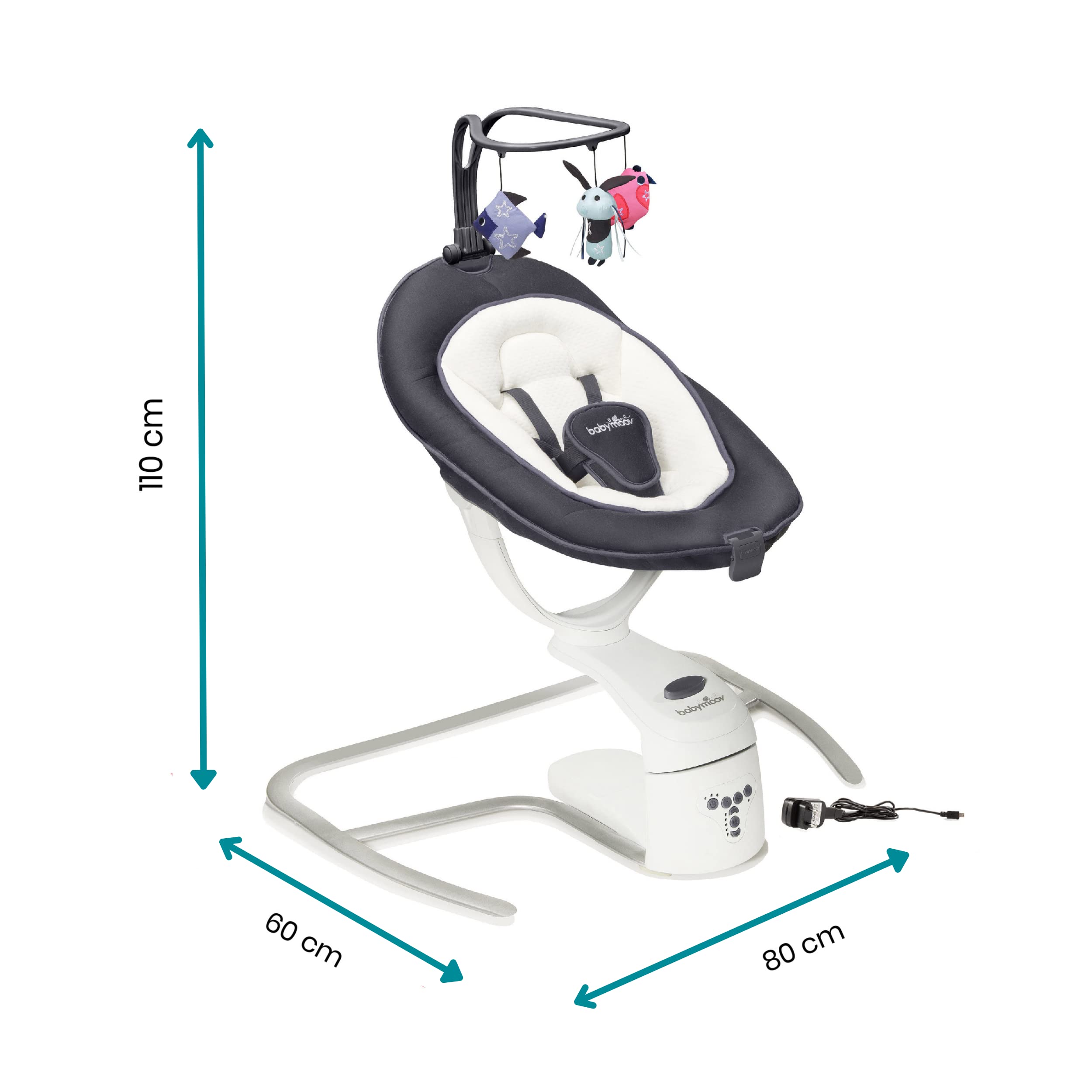 Babymoov Babyschaukel Swoon Motion Zink - inkl. 8 Melodien, 360° Sitzfläche, verstellbare Rückenlehne und Bewegungsmelder, 1 Stück (1er Pack)