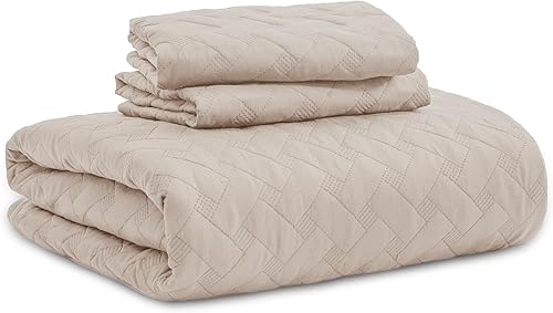 Vista 40 de Bedsure – Juego de colcha ligera con patrón de tejido de canasta, juego de edredón suave para todas las estaciones, incluye 2 fundas de almohada 08