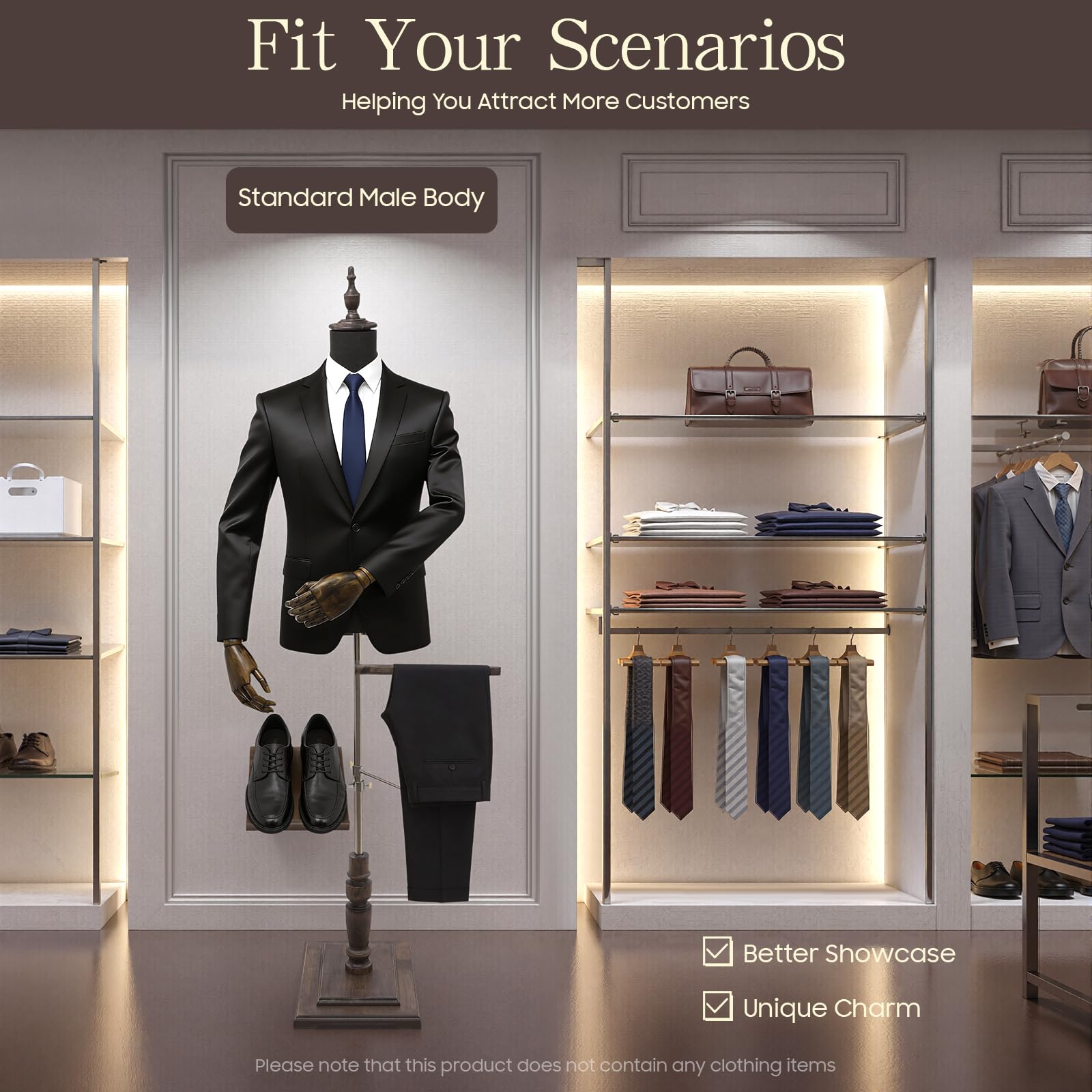 Maniquí de sastre para hombre, maniquí para tiendas de ropa, maniquí de altura ajustable, maniquí de escaparate adecuado para boutiques, grandes almacenes, sastrería y tiendas de ropa
