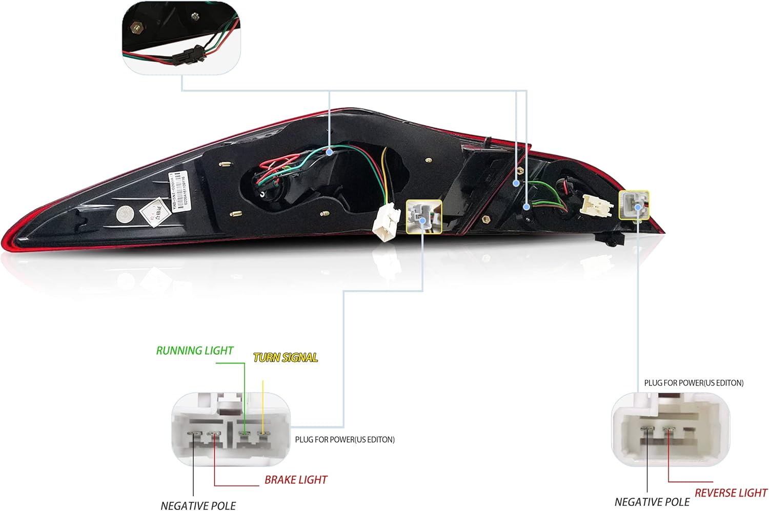 VLAND Tail lights Assembly Fit for Hyundai Sonata 6th Gen Sedan 2011 2012 2013 2014(Only for US Version), Rear Lamp with DRL, Back light w/Reverse Lights & Turn Signal, Red Smoked