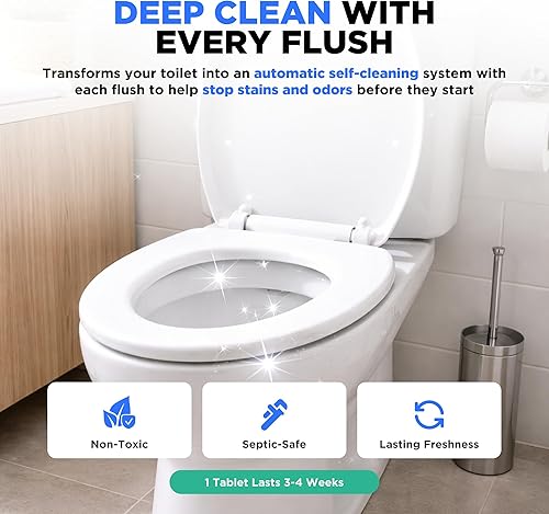 Miniatura 5 de Happy Toilet Cleaner Tabletas limpiadoras automáticas de inodoro, tabletas limpiadoras de tanque de inodoro de baño ultra resistentes para tanque,