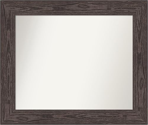 Amanti Art Espejo de baño negro para sobre el fregadero, 27 x 32 pulgadas, espejo rectangular negro de puente, marco de madera rústica de campo