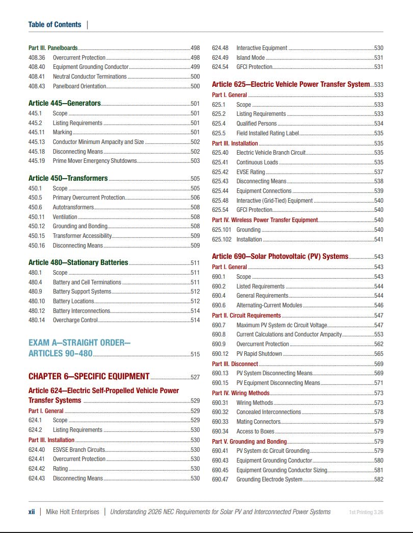 Mike Holt's Illustrated Guide to Understanding NEC Requirements for Solar Photovoltaic and Interconnected Power Systems Textbook, 2026 NEC