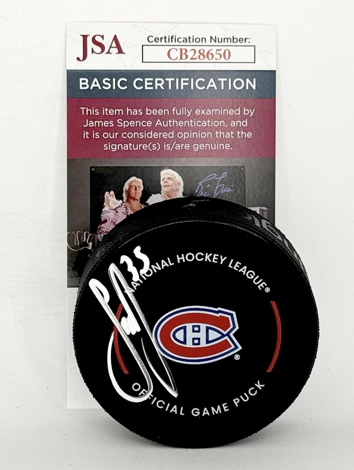 Sam Montembeault signed Montreal Canadiens Official Game Puck autographed JSA - Autographed NHL Pucks