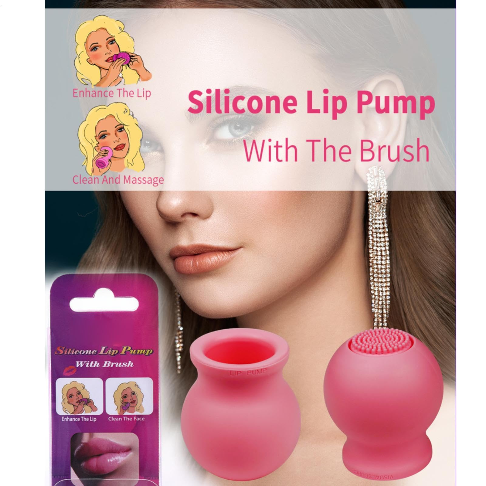 Lip Plumper herramienta de maquillaje silicona con brocha volumen instantáneo para labial diario