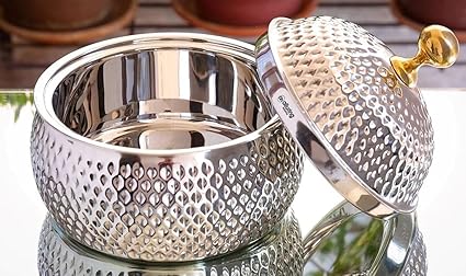 Alluring Homz Stainless Steel Casserole/Hot Pot Puff Insulated with Diamond Design,Tableware & Serveware for Home, Hotel & Restaurants, Roti Chapati Casserole (Capacity-5000 ML)